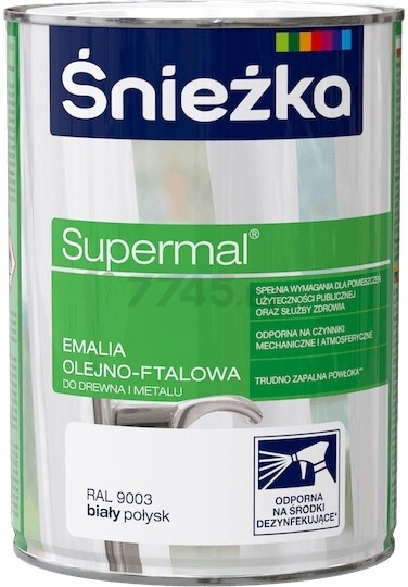 Эмаль масляно-фталевая SNIEZKA Supermal белая 0,8 л